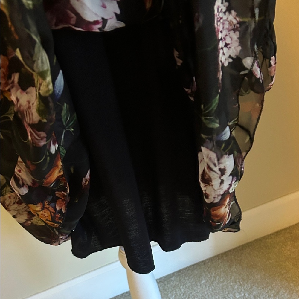Sheer Black Floral Long Sleeve Dress - Picture 5 of 6